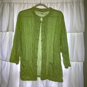 Silhouettes Kimono Type Lightweight Jacket Light Green Embroidered Size 5X